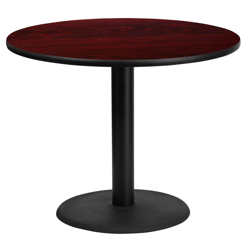 Round Mahogany Laminate Table Top with 24'' Round Table Height Base