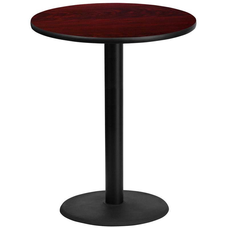 36'' Round Mahogany Laminate Table Top with 24'' Round Bar Height Table Base