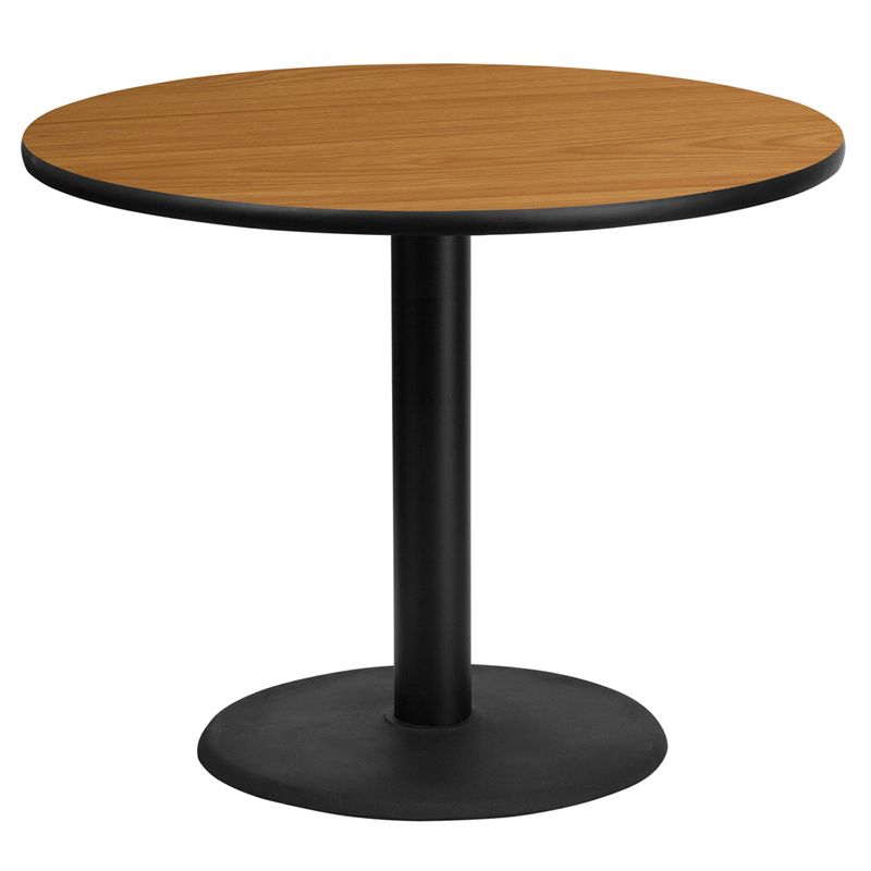 Round Natural Laminate Table Top with 24'' Round Table Height Base