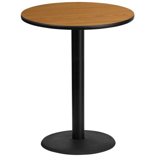 36'' Round Natural Laminate Table Top with 24'' Round Bar Height Table Base