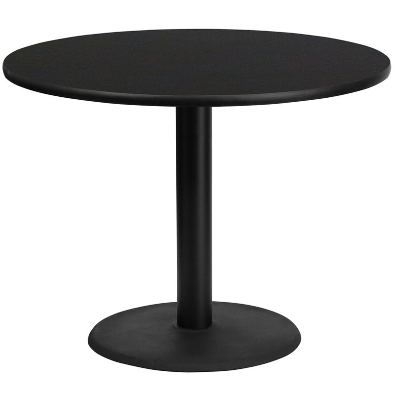 Round Black Laminate Table Top with 24'' Round Table Height Base