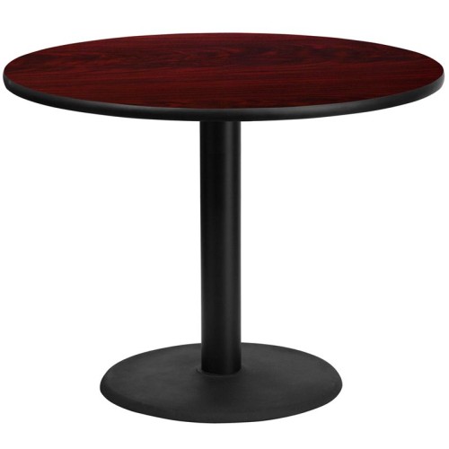 42'' Round Mahogany Laminate Table Top with 24'' Round Table Height Base