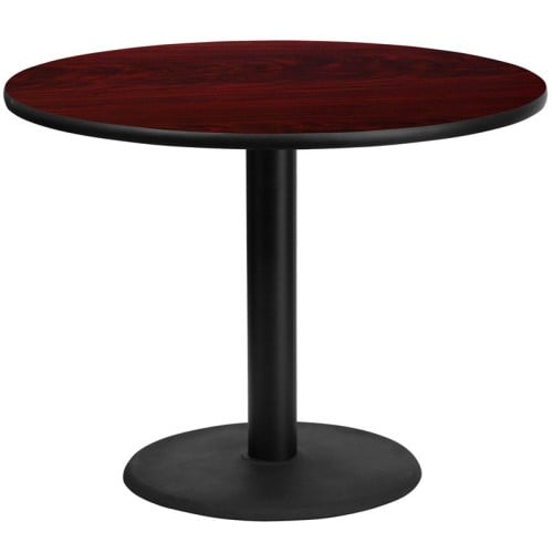 Round Mahogany Laminate Table Top with 24'' Round Table Height Base