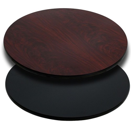 Round Table Top with Black or Mahogany Reversible Laminate Top