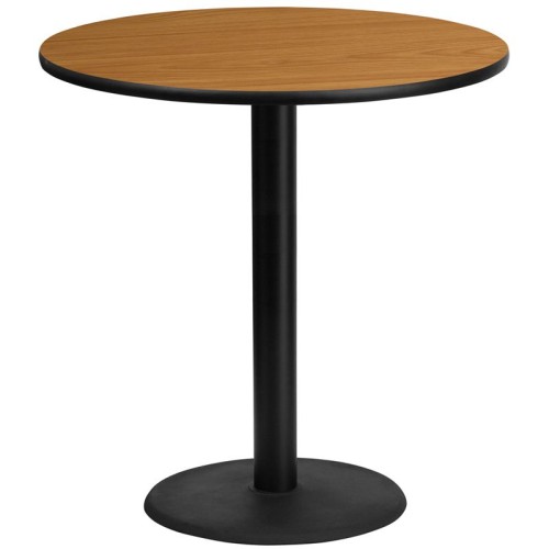 42'' Round Natural Laminate Table Top with 24'' Round Bar Height Table Base