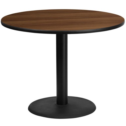 42'' Round Walnut Laminate Table Top with 24'' Round Table Height Base