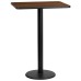 24'' x 30'' Rectangular Walnut Laminate Table Top with 18'' Round Bar Height Table Base