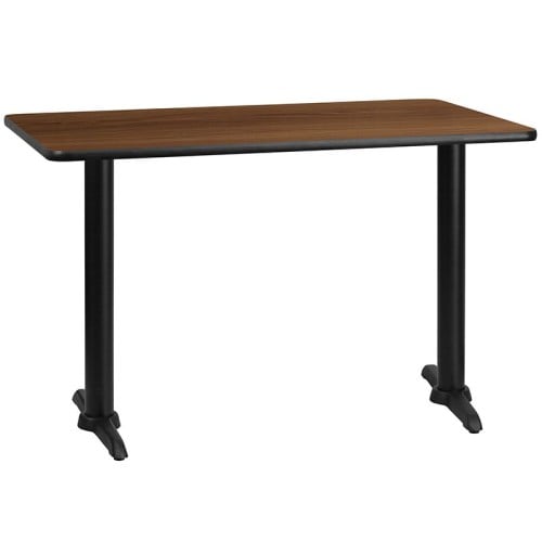 30'' x 48'' Rectangular Walnut Laminate Table Top with 5'' x 22'' Table Height Bases