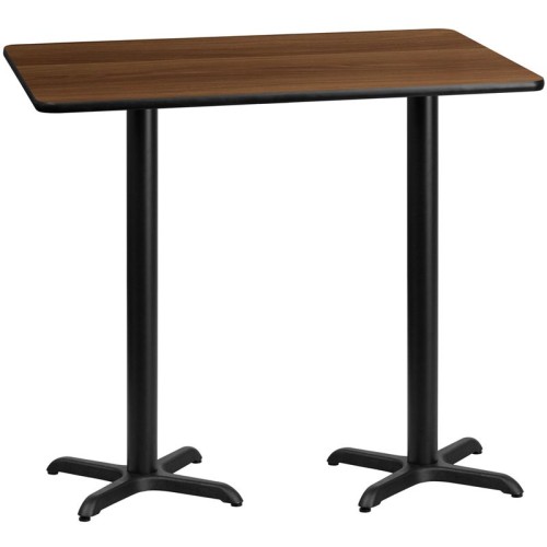 30'' x 60'' Rectangular Walnut Laminate Table Top with 22'' x 22'' Bar Height Table Base