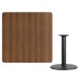 42'' Square Walnut Laminate Table Top with 24'' Round Table Height Base