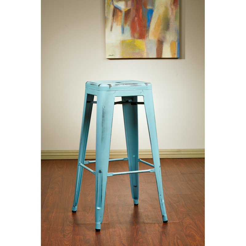 BRW3030A4-ASB Bristow 30" Antique Metal Barstool, Antique SKY BLUE FINISH, 4 PACK