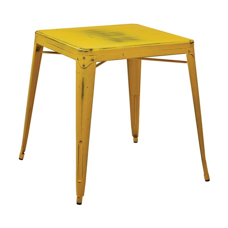 BRW432-AY Bristow Antique Metal Table in Antique Yellow WITH BLUE SPECKS (KD)