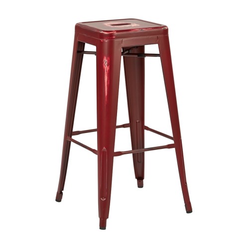 BRW3030A2-ARD Bristow 30" Antique Metal Barstool, Antique RED FINISH, 2 PACK