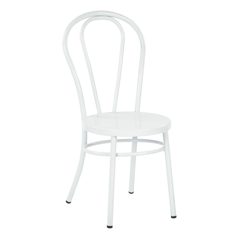 OD2918A2-11 Odessa Metal Dining Chair with Backrest in Solid White Finish- Ships Fully Assembled, 2-Pack