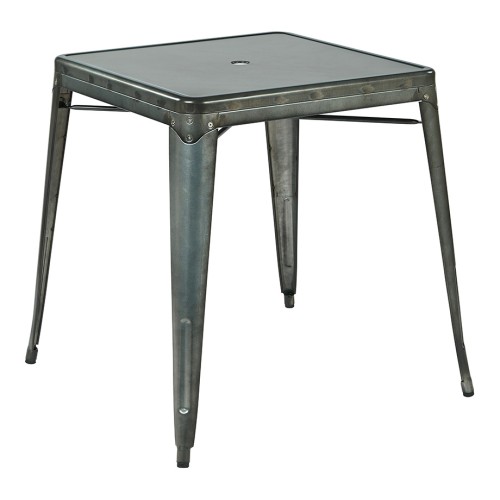 BRW432U-C210-1 Bristow Metal Table with Umbrella hole Center PLACEMENT IN MATTE GALVANIZED FINISH (KD)