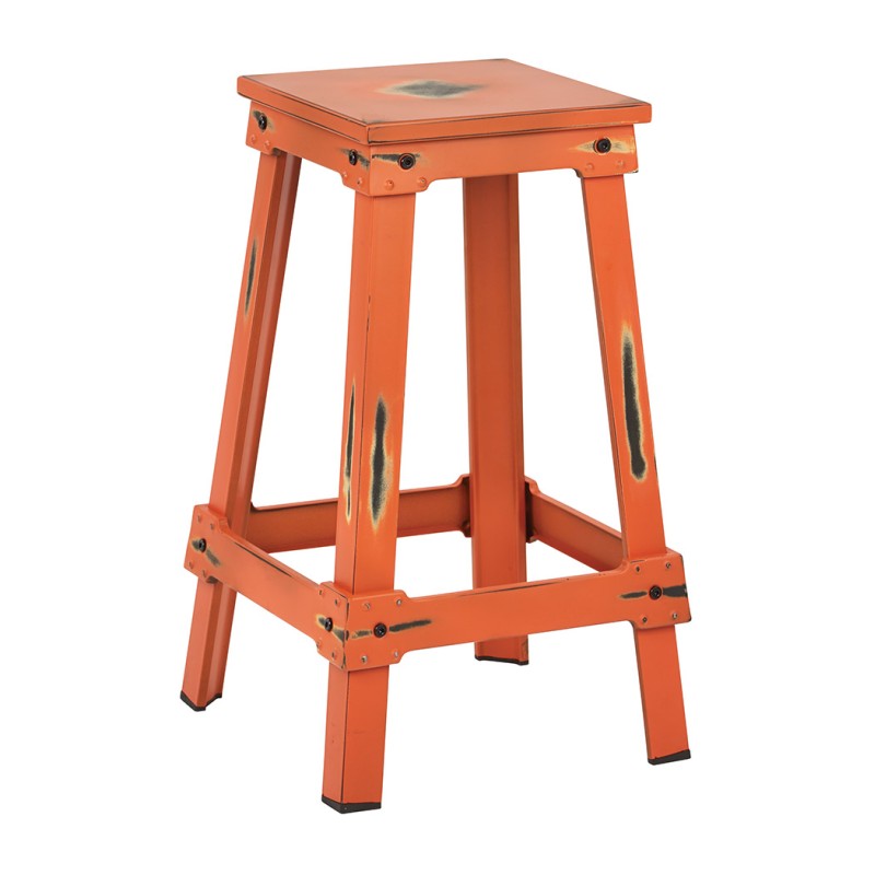 NCL3126-AOR New Castle 26" Antique Orange Metal Barstool, KD