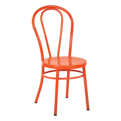 OD2918A2-18 Odessa Metal Dining Chair with Backrest in Solid Orange Finish- Ships Fully Assembled, 2-Pack