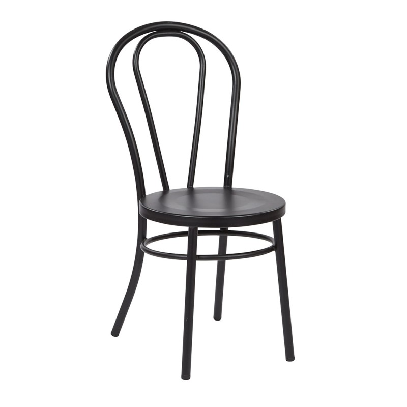 OD2918A2-3 Odessa Metal Dining Chair with Backrest in Solid Black Finish- Ships Fully Assembled, 2-Pack