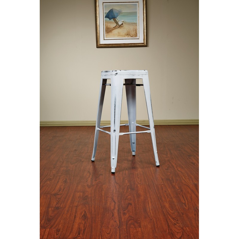 BRW3030A4-AW Bristow 30" Antique Metal Barstool, Antique WHITE FINISH, 4 PACK