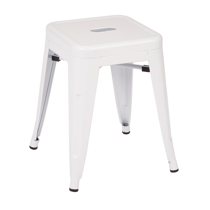 PTR3018A2-11 Patterson 18" Metal Backless Stool in White Solid Finish, Fully Assembled, 2-Pack