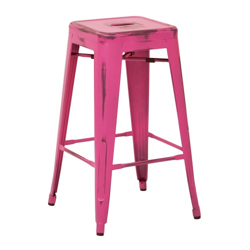 BRW3026A2-AP Bristow 26" Antique Metal Barstools, Antique PINK FINISH, 2-PACK