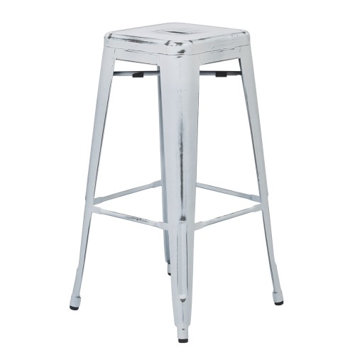 BRW3030A2-AW Bristow 30" Antique Metal Barstool, Antique WHITE FINISH, 2 PACK