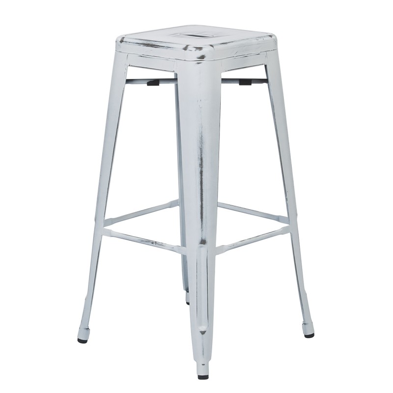 BRW3030A2-AW Bristow 30" Antique Metal Barstool, Antique WHITE FINISH, 2 PACK