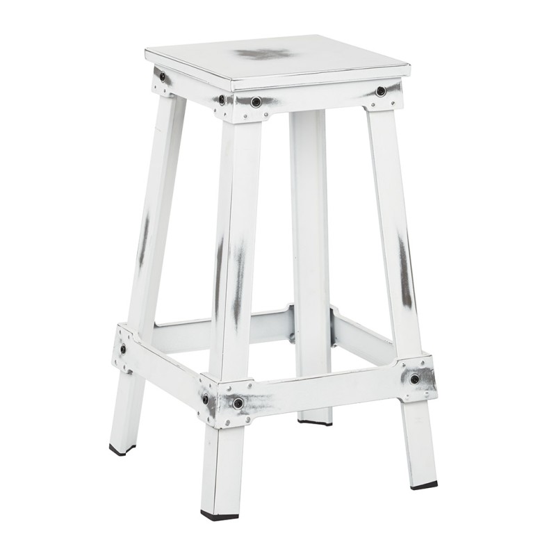 NCL3126-AW New Castle 26" Antique White Metal Barstool, KD