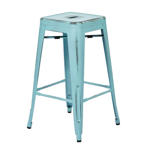 BRW3026A2-ASB Bristow 26" Antique Metal Barstools, Antique SKY BLUE, 2-PACK