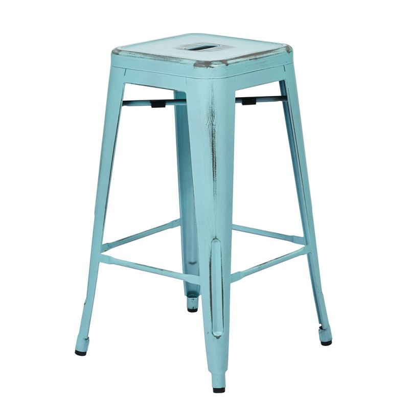 BRW3026A2-ASB Bristow 26" Antique Metal Barstools, Antique SKY BLUE, 2-PACK