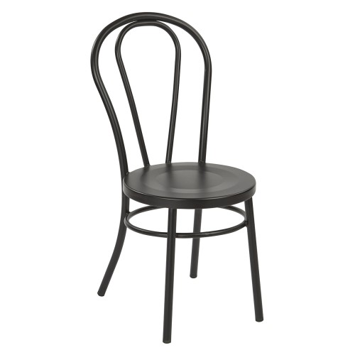 OD2918A2-C230 Odessa Metal Dining Chair with Backrest in Frosted Black Finish- Ships Fully Assembled, 2-Pack