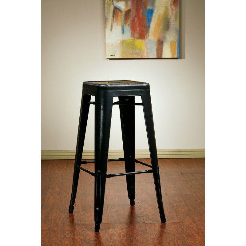 BRW3030A4-AB Bristow 30" Antique Metal Barstool, Antique BLACK FINISH, 4 PACK