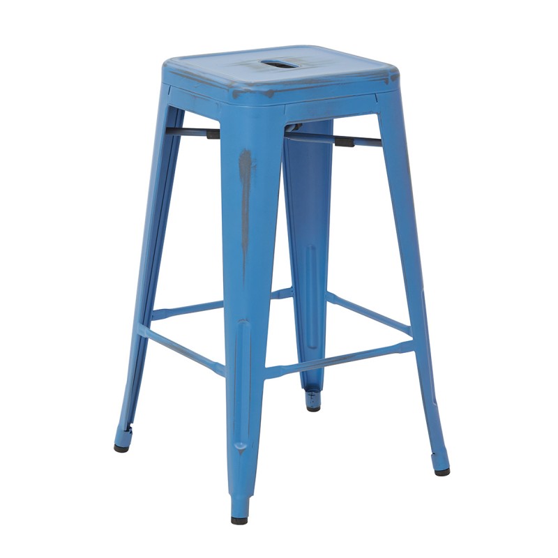 BRW3026A4-ARB Bristow 26" Antique Metal Barstool, Antique ROYAL BLUE FINISH, 4 PACK