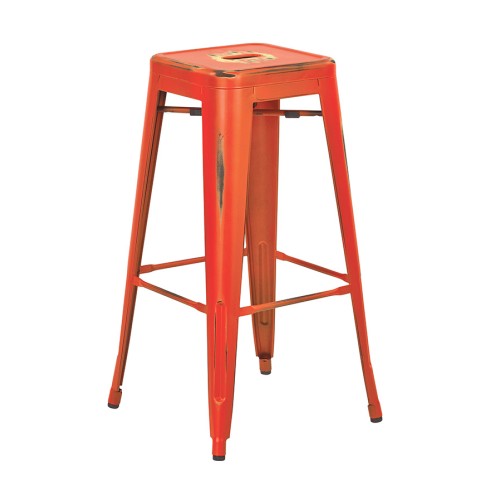 BRW3030A4-AOR Bristow 30" Antique Metal Barstool, Antique ORANGE FINISH, 4 PACK