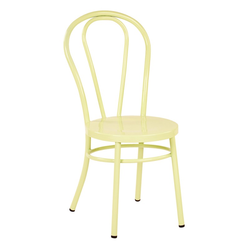 OD2918A2-P702 Odessa Metal Dining Chair with Backrest in Pastel Lemon Finish- Ships Fully Assembled, 2-Pack