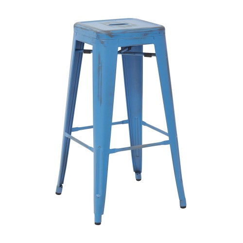 BRW3030A4-ARB Bristow 30" Antique Metal Barstool, Antique ROYLE BLUE FINISH, 4 PACK