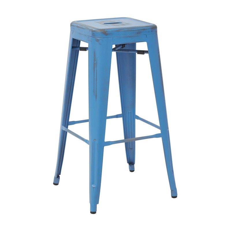 BRW3030A4-ARB Bristow 30" Antique Metal Barstool, Antique ROYLE BLUE FINISH, 4 PACK