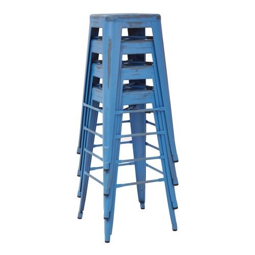 BRW3030A2-ARB Bristow 30" Antique Metal Barstool, Antique ROYLE BLUE FINISH, 2-PACK