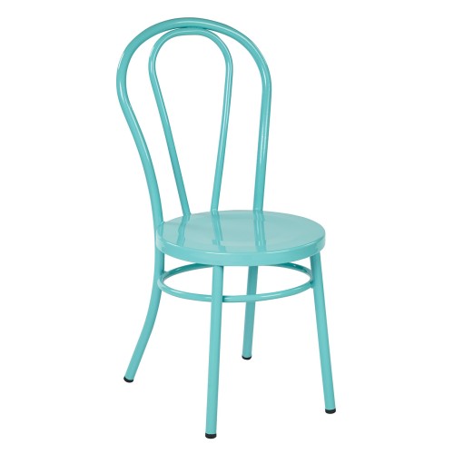 OD2918A2-P705 Odessa Metal Dining Chair with Backrest in Pastel Teal Finish- Ships Fully Assembled, 2-Pack