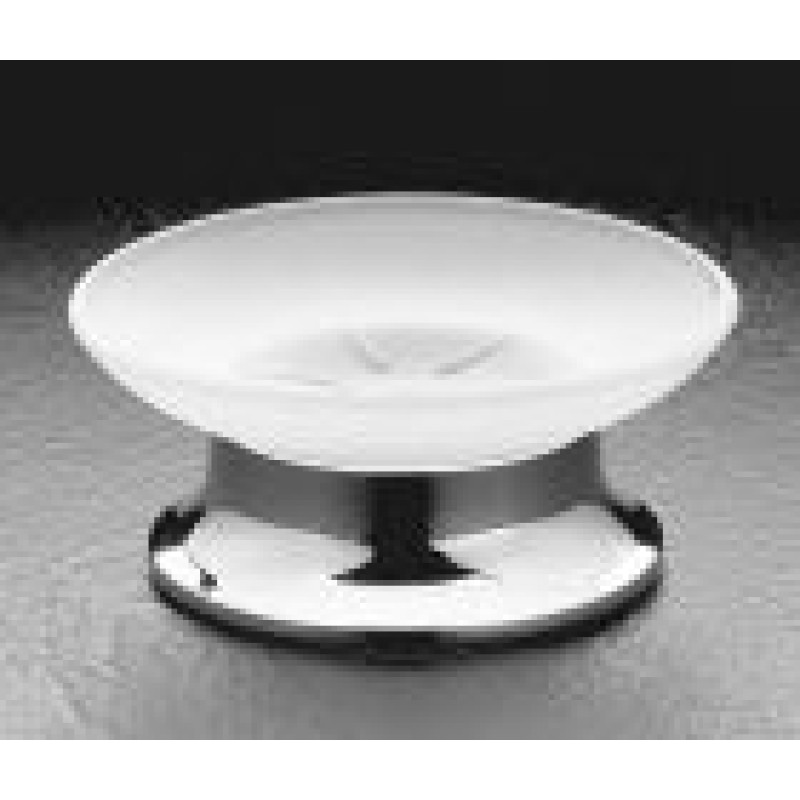 Frosted Glass Soap Dish - Frosted Glass & Polished Chrome Base