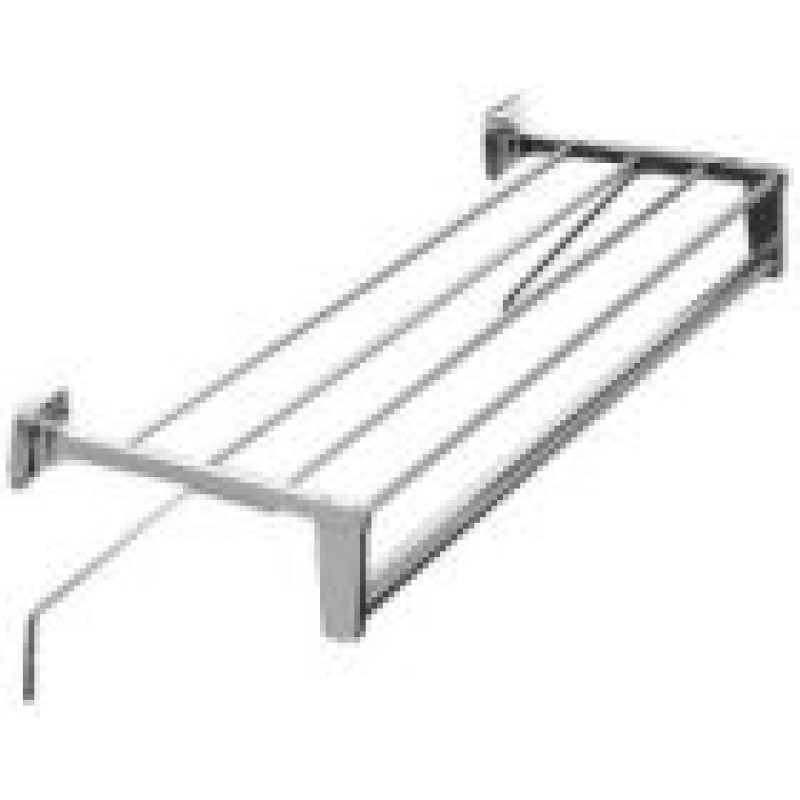 24" Diecast Towel Shelf with Bar & with Wall Angle Brackets - Polished Brass