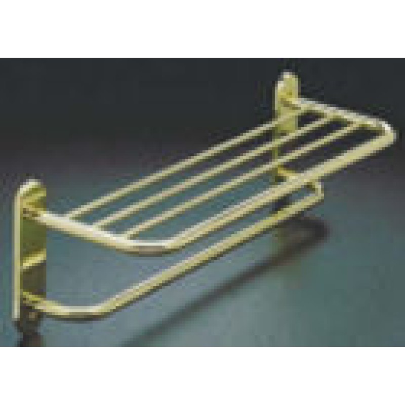 24" Towel Shelf With Bar / Concealed Mount - Polished Brass