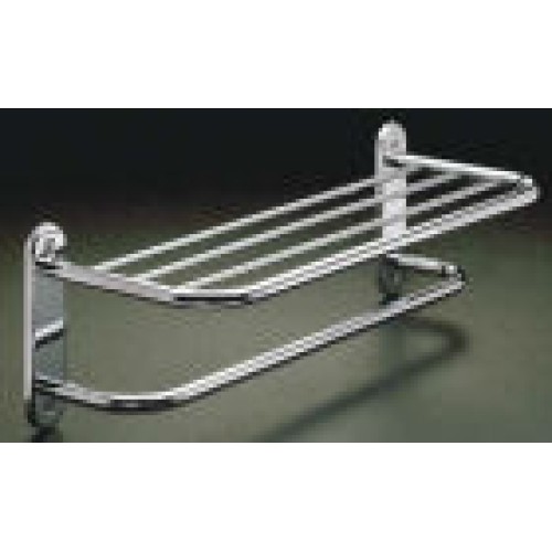 24" Towel Shelf with Double Bar / Semi-Concealed Mount - Polished Chrome